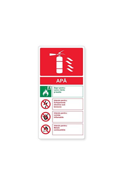 PAS Autocolant cu instrucțiuni pentru stingătorul cu apă, PVC autoadeziv, 20 ...