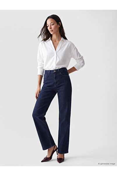 LC Waikiki Indigo High Waist Wideleg Women's Jean Trousers