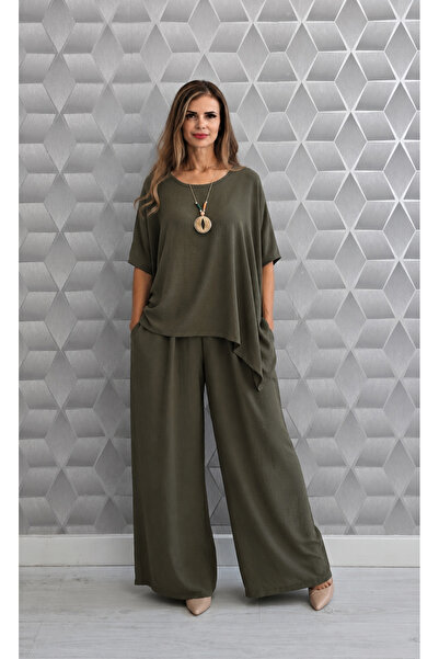 styleFlex Compleu Damă Elegant cu Pantaloni Largi – Set cu Colier Inclus, Tal...