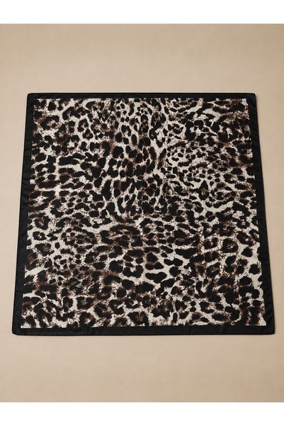 EveryScarf Leopard Patterned Square Satin Scarf 70X70 cm Digital Printed