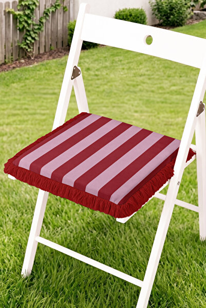 Realhomes Wide Striped Patterned Fringed Zippered Chair Cushion - Patchwork R...