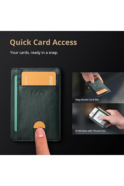 Buffway محفظة رجالية نحيفة مزودة بتقنية حجب RFID، محفظة جلدية صغيرة للرجال مع...
