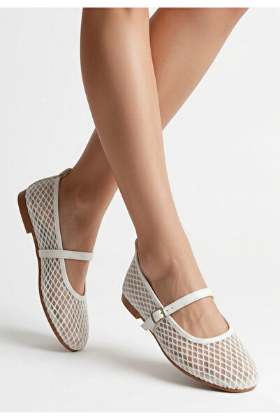 ARMÜZ Παπούτσια μπαλαρίνας Pante White Mesh