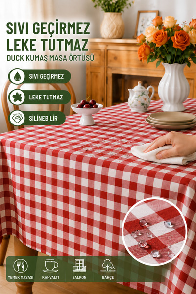 Soft Kare مفرش طاولة من قماش Pötikare Duck - مقاوم للسوائل، مقاوم للبقع، قابل...
