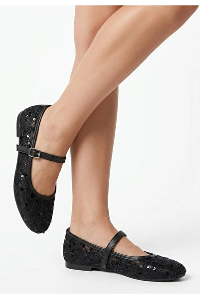 ARMÜZ Diwen Black Tulle Ballerina Shoes