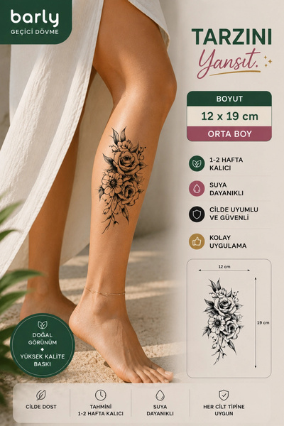 Barly Gül Geçici Dövme Tattoo