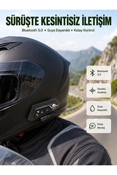 Lisinya Bluetooth 5.0 Motosiklet Kask Kulaklık Eller Serbest ve Müzik Özellik...
