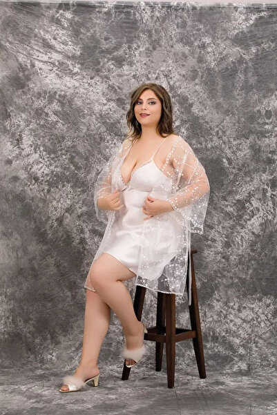 SS HOME CONCEPT Plus size chic design white lace embroidered luxury 2-piece s...