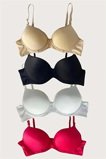 SS HOME CONCEPT Black-White-Red-Tan 4-Piece Padded Push up Micro Underwire Da...