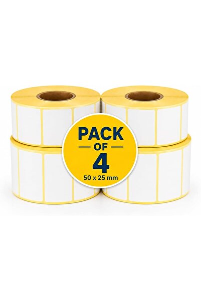 Generic عبوة تحتوي على 4 لفات، ملصقات باركود حرارية، مقاس 50 مم × 25 مم، قطر ...