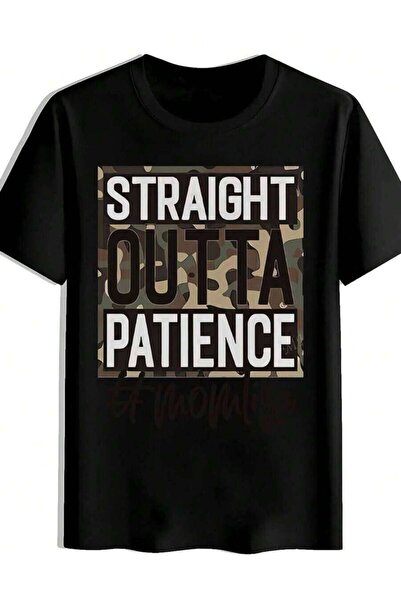 9JY تي شيرت رجالي بطباعة التمويه وطباعة STRAIGHT OUTTA PATIENCE |   تي شيرت ك...