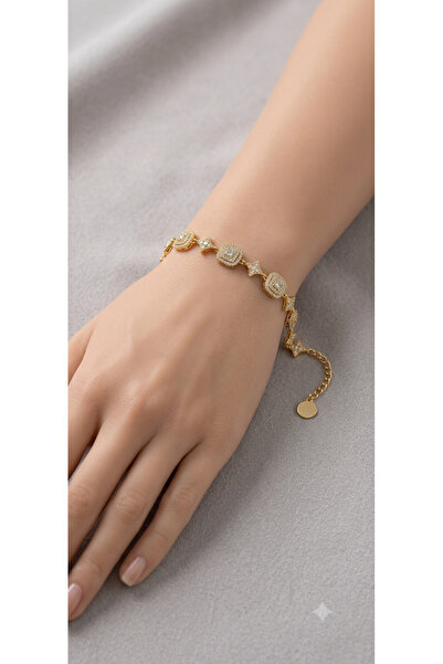 deluxe takı ve giyim Steel Star-Shaped Zircon Stone Bracelet with a Box Suita...