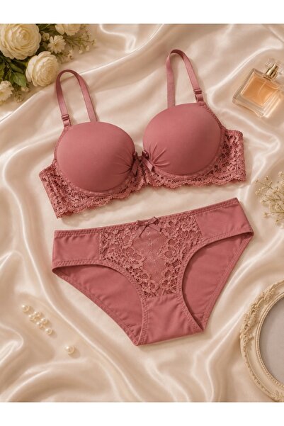 Alduja Women's Bra Set with Panty Multi Color Lace Detailed