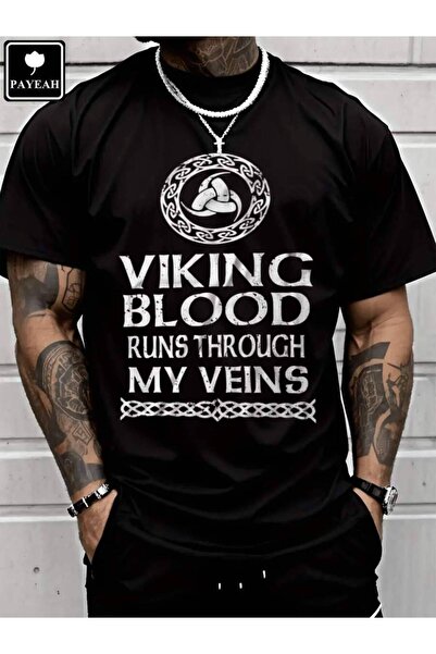 799 تي شيرت PAYEAH Blood Runs Through Me Viking Valhalla Odin Symbol (قطعة وا...