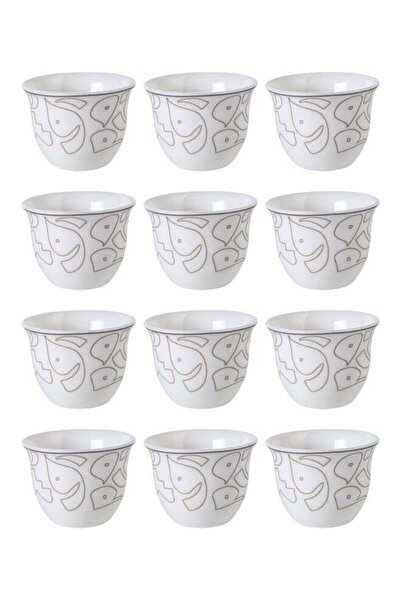 Trust 12-Piece Porcelain Cawa/Coffee Cup Set Beige/Silver, Serve for 12