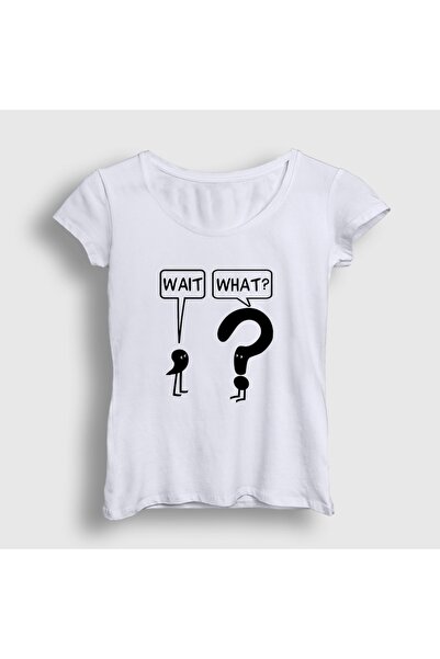 Presmono تي شيرت نسائي أبيض Wait What 619355tt