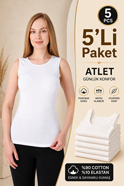 Altınay Women's 5-Pack Thick Strap Tank Tops - 90% Cotton