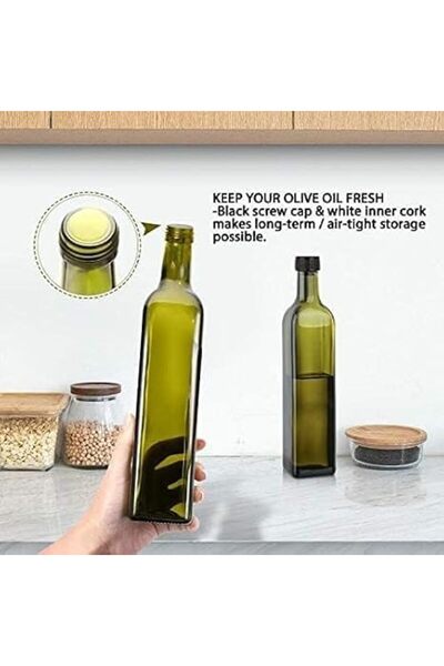 GENERAL Glass Olive oil dispenser 500 ml, with 1 Funnel For Easy Refill, 2 St...
