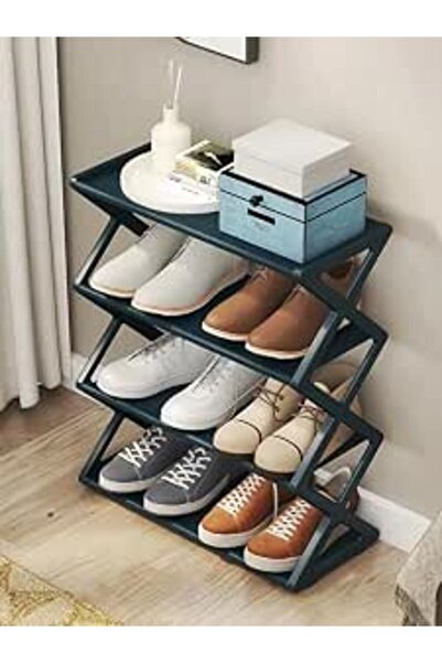 ALMEKAQUZ Folding Shoe Rack, Multi-functional Double-Layer Steel Assembled, D...