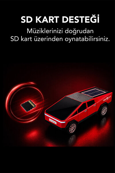 Teknoloji Gelsin WS-699 Cybertruck Model Bluetooth Hoparlör | TWS Stereo | Güneş Enerjili Şarj | USB / TF Kart / AUX / FM Radyo