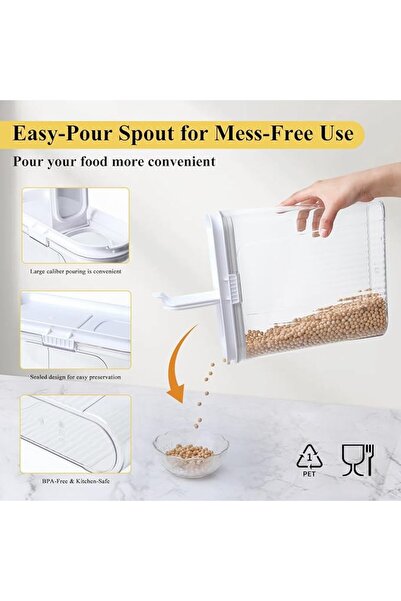 EXCEFORE 2 Pack Airtight Cereal Containers with Pour Spout, BPA-Free Clear PE...