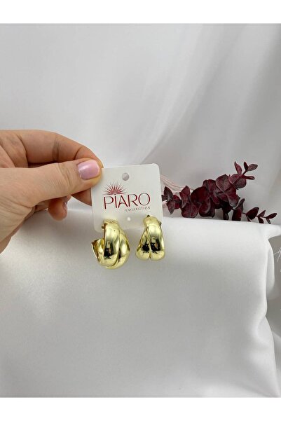 Piaro Collection أقراط دائرية ذهبية بتصميم ماكسيمالست