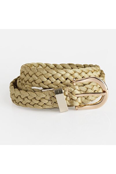 OEM Curea elastică împletită de damă aurie 105x2,5cm cu cataramă pătrată