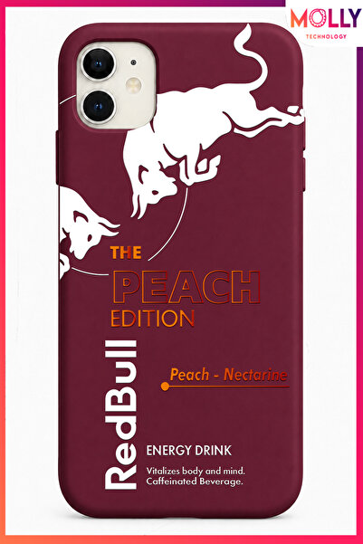 Molly iPhone 11 İçin Vişne The Peach Edition Desenli İçi Kadife Silikon Kılıf