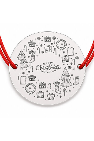 Simoshop Brățară argint 925 cu bănuț mesaj Merry Christmas și simboluri festi...