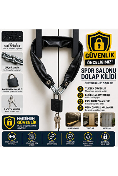 beneficio Black Galvanized Chain Security Lock Durable Padlock Gym Cabinet Lock