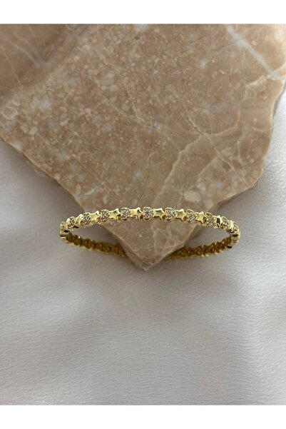 stainless steell Steel Cuff Bracelet with Zircon Stone Detail
