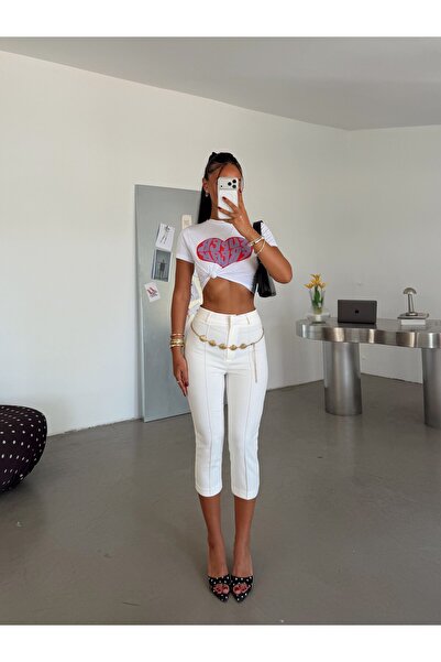 myd Polyviscon Capri Pants - White