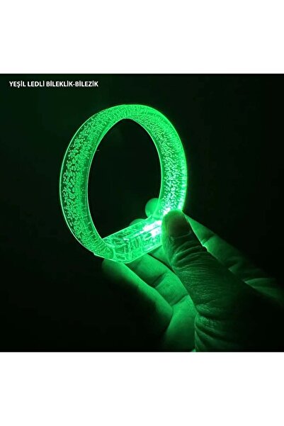 T8 Store Yeşil Led Işıklı Baskı Yapılabilen Pilli Bileklik Bilezik 1,5 cm Gen...