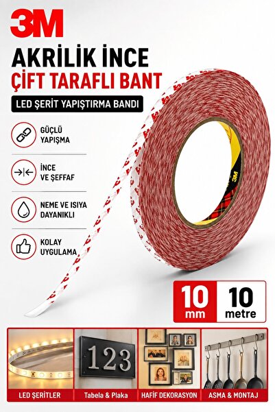 Dünya Magnet Ακρυλική λεπτή ταινία διπλής όψης 3M 10mm x 10 μέτρα Ισχυρή διαφ...
