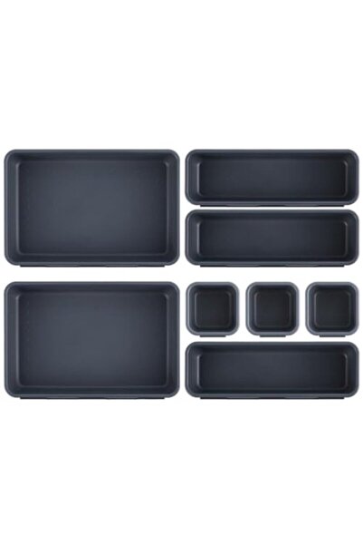 STARSTAR Set of 8 drawer storage boxes - 3 sizes, adjustable dividers, non-sl...