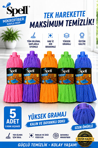 Naym Store Spell Büyük Boy Havlu Mop (LARGE) Yedek Mop Ucu | İthal Kumaş | 5 ...