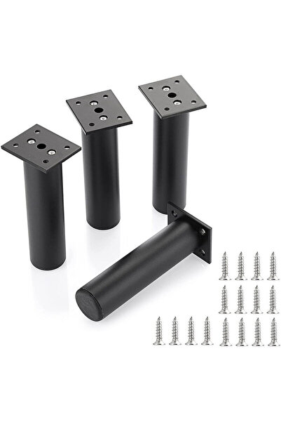 STARSTAR A set of 4 adjustable furniture legs, 20cm long, black metal, easy s...