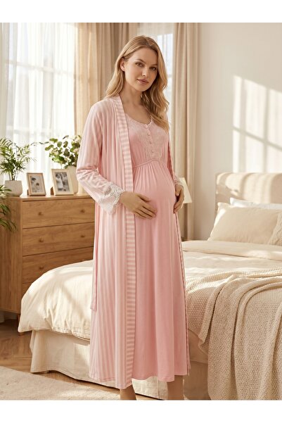Lohusa Homewear طقم ملابس نوم للحوامل من القطن بنسبة 100% بأكمام قصيرة وتصميم...