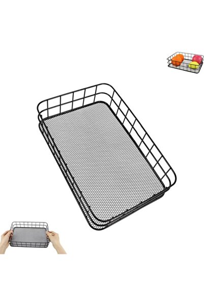 STARSTAR 1-Piece Desktop Storage Basket - Black Metal Wire Mesh Tray-Style Sh...