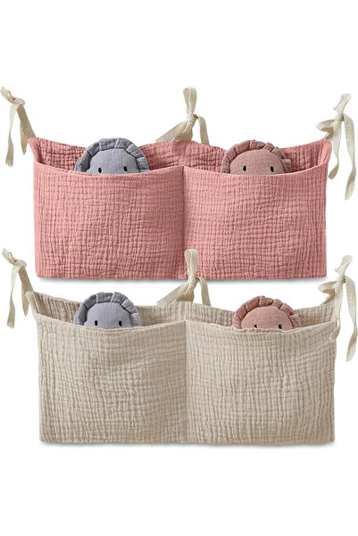 STARSTAR Two-piece hanging crib organizer set, 2-in-1 nursery organizer, adju...