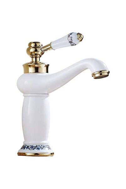 STARSTAR Antique ceramic brass bathroom sink faucet, blue and white porcelain...