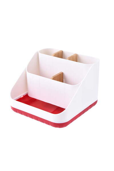 STARSTAR Red 6.1x6.1x4.3 Inches Desktop Organizer with Removable Dividers