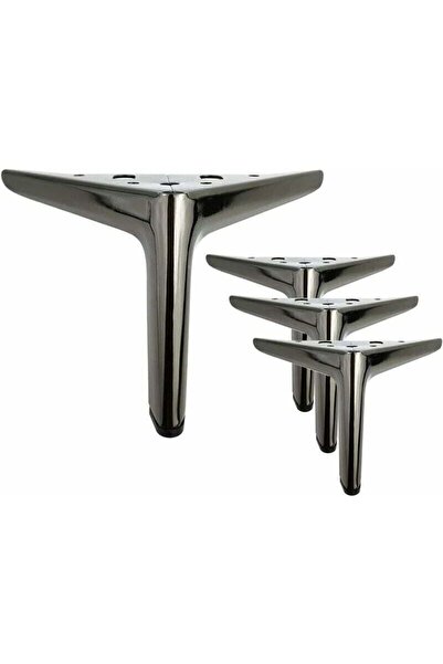 STARSTAR 4-piece set of black titanium triangular furniture legs, 12 cm, galv...