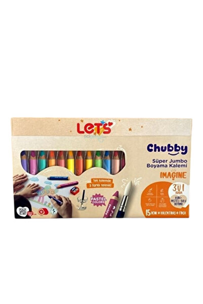 Lets Chuuby 15 Renk Jumbo Pastel 10Mm 3İn1 Boya Kalemi