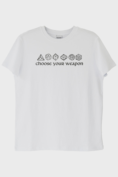lofux Choose Your Weapon Dice Design Game Printed White T-Shirt