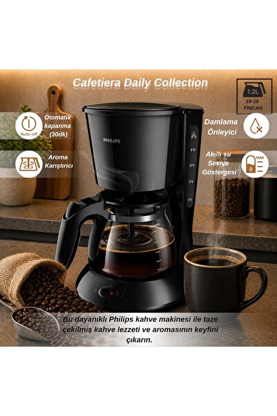 Philips Cafetiera Daily Collection HD7461/20, 1000 W, vas din sticla, 1.2L, f...