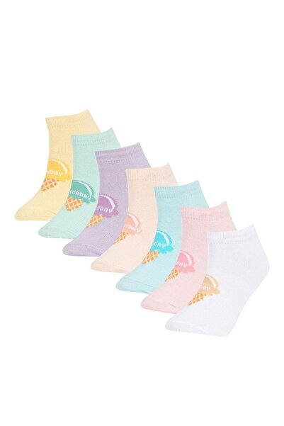 DeFacto Girl's 7-Piece Cotton Day Detailed Booties Socks X1885A6Ns