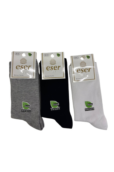 Eser Çorap Women's Bamboo Socks 6-Pack (Black, White, Gray)