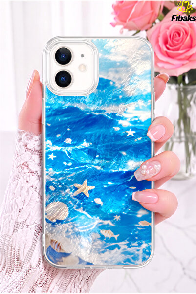 Fibaks iPhone 11 Kılıf Deniz Dalgası Desenli Şeffaf Silikon Telefon Kılıfı | ...