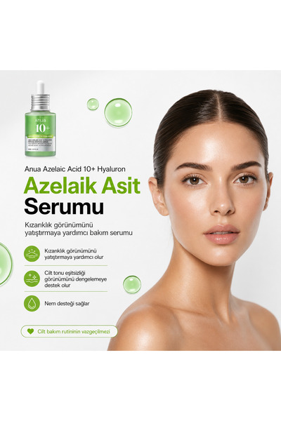 ANUA Azelaik Asit 10 Hyaluron Redness Serum 30 ml – Kızarıklık, Leke ve Cilt Tonu Eşitsizliği Serumu %100 Orj. - Azelaic Acid